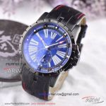 Perfect Replica Roger Dubuis Excalibur Automatic Caliber Blue Face Black Steel Case 42mm Watch
